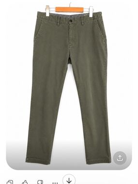 Frank & Oak Newport Olive Green Stretch Chino Pants Straight 32x32